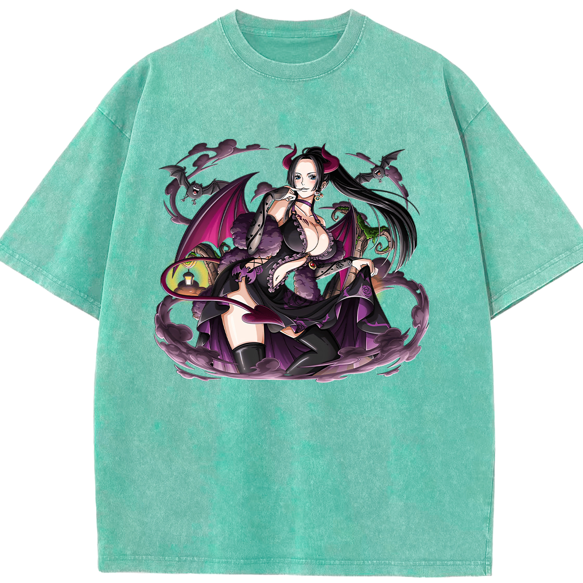 ワンピース ボア・ハンコック ONE PIECE Boa·Hancock 綿100% ヴィンテージ風 半袖Tシャツ（フロントプリント）